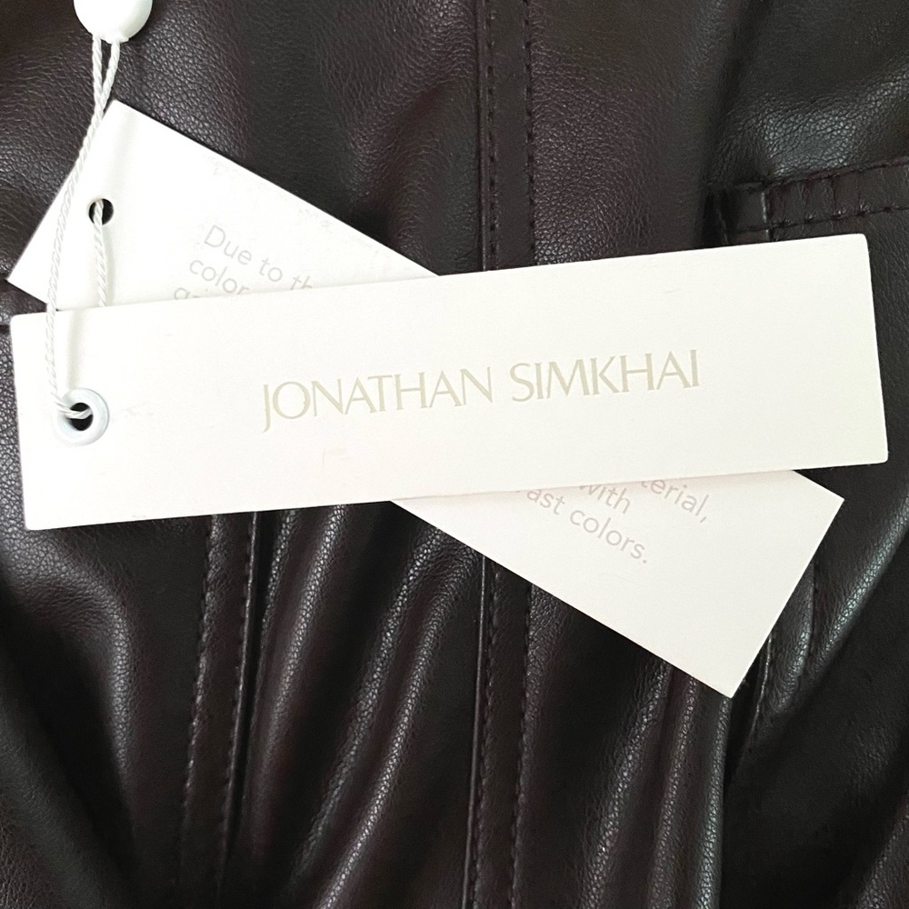 JONATHAN SIMKHAI Amelia Chocolate Vegan Leather Pants with Cropped Hips - Picture 6 of 14